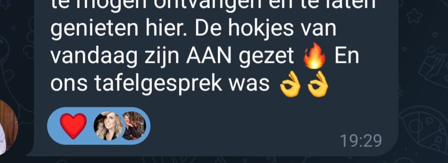 De hokjes van vandaag zijn AAN gezet. En ons tafelgesprek was 👌👌